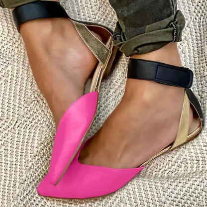 Pointed Toe Women Sandal Casual Flat Heel Shoes Fashion Hook Loop Ankle Buckle Women's Sandal Trend 2025 Shoes
