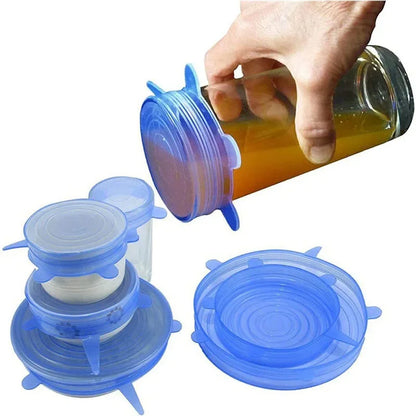 Silicone Stretch Lids Reusable Airtight Fruit Food Wrap Covers 6 Pcs Keeping Fresh Seal Bowl Stretchy Wrap Preservation Cover