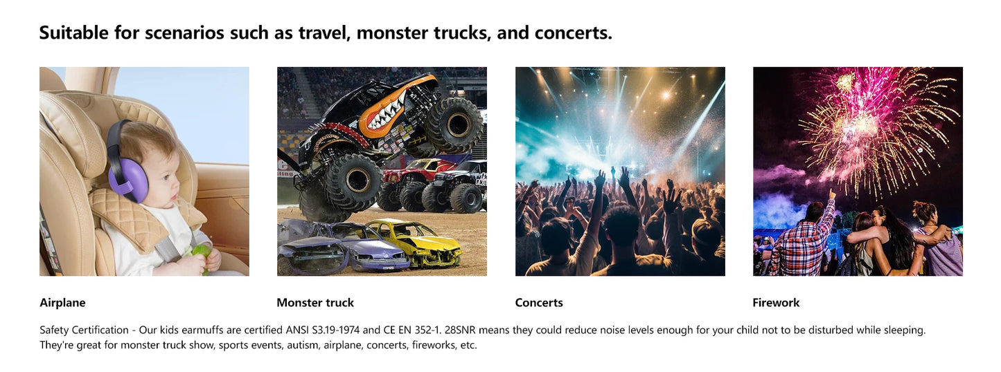 Baby Ear Protection for Babies and Toddlers Noise Reduction Earmuffs Baby Headphones Against Hearing Damage Improves Sleep