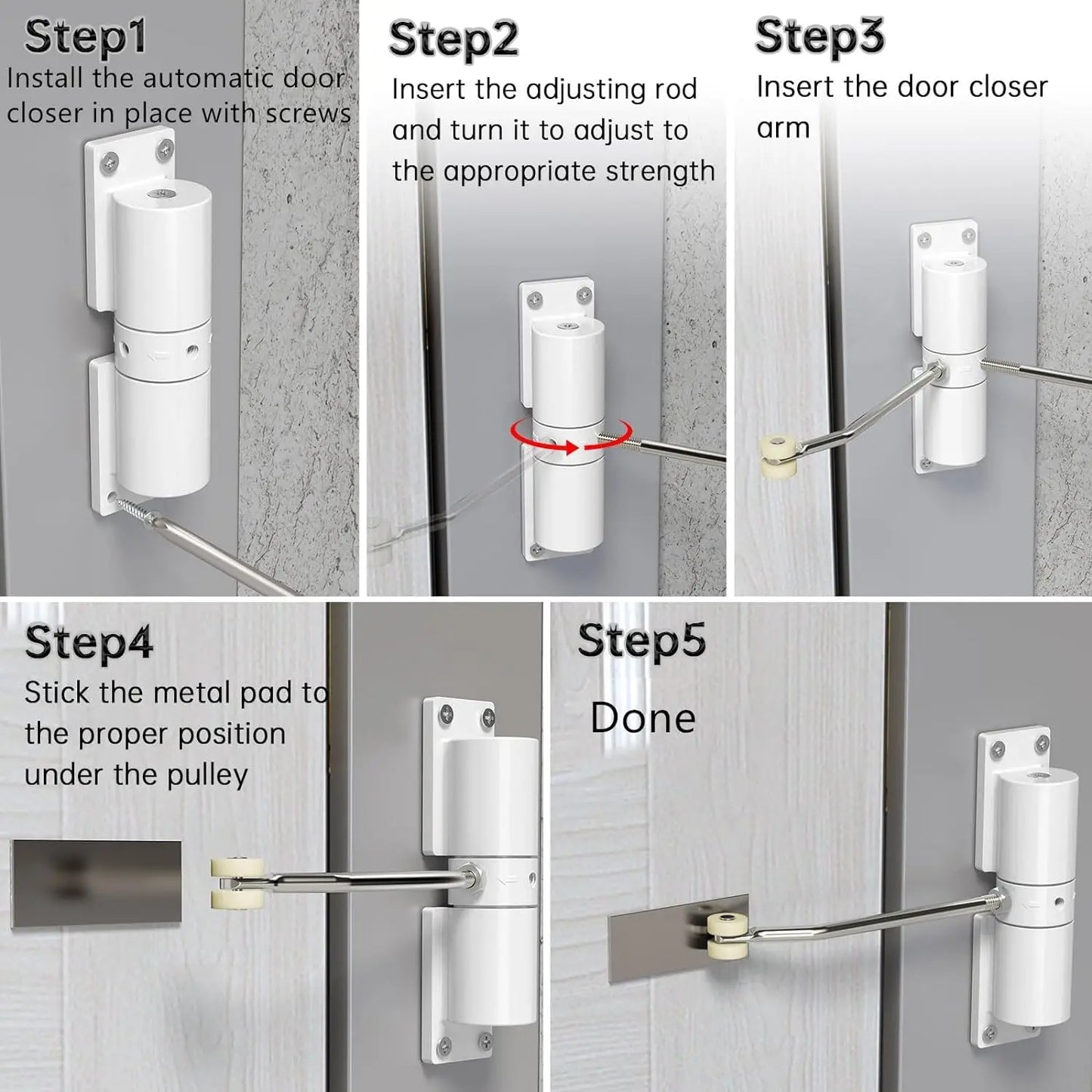 Automatic Door Closer, Automatic Safety Spring Door Hinge, Adjustable Door for Slow Closing Family Safety Door Shift Hinge Door