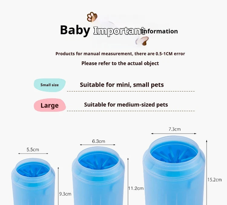 Portable Pet Paw Cleaner Soft Silicone Brush Dog Cat Foot Washer Cleaning Cup Easy to Use Durable Lightweight and Waterproof