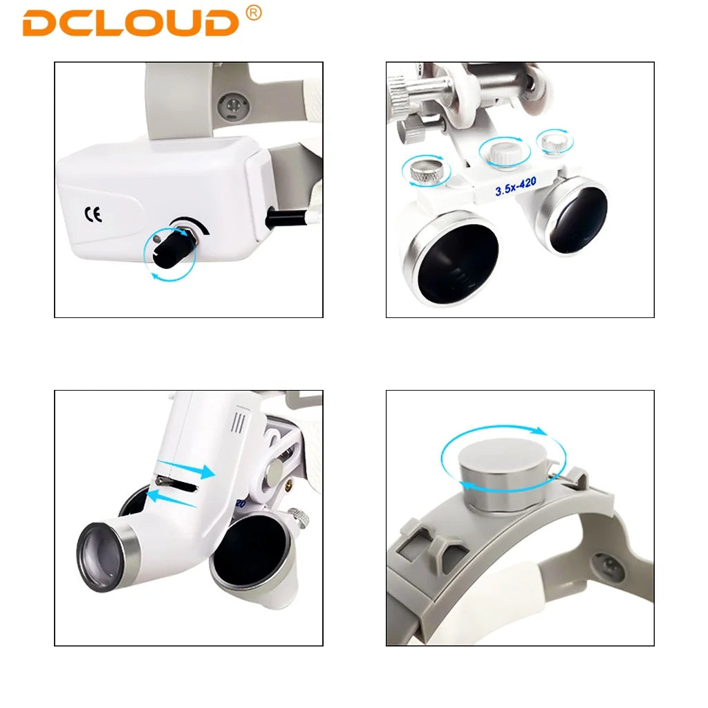 Dental LED Head Light Lamp Dental Loupes 2.5X/3.5X Brightness Spot Adjustable Surgical Headlight 5W Wireless ENT Headlight