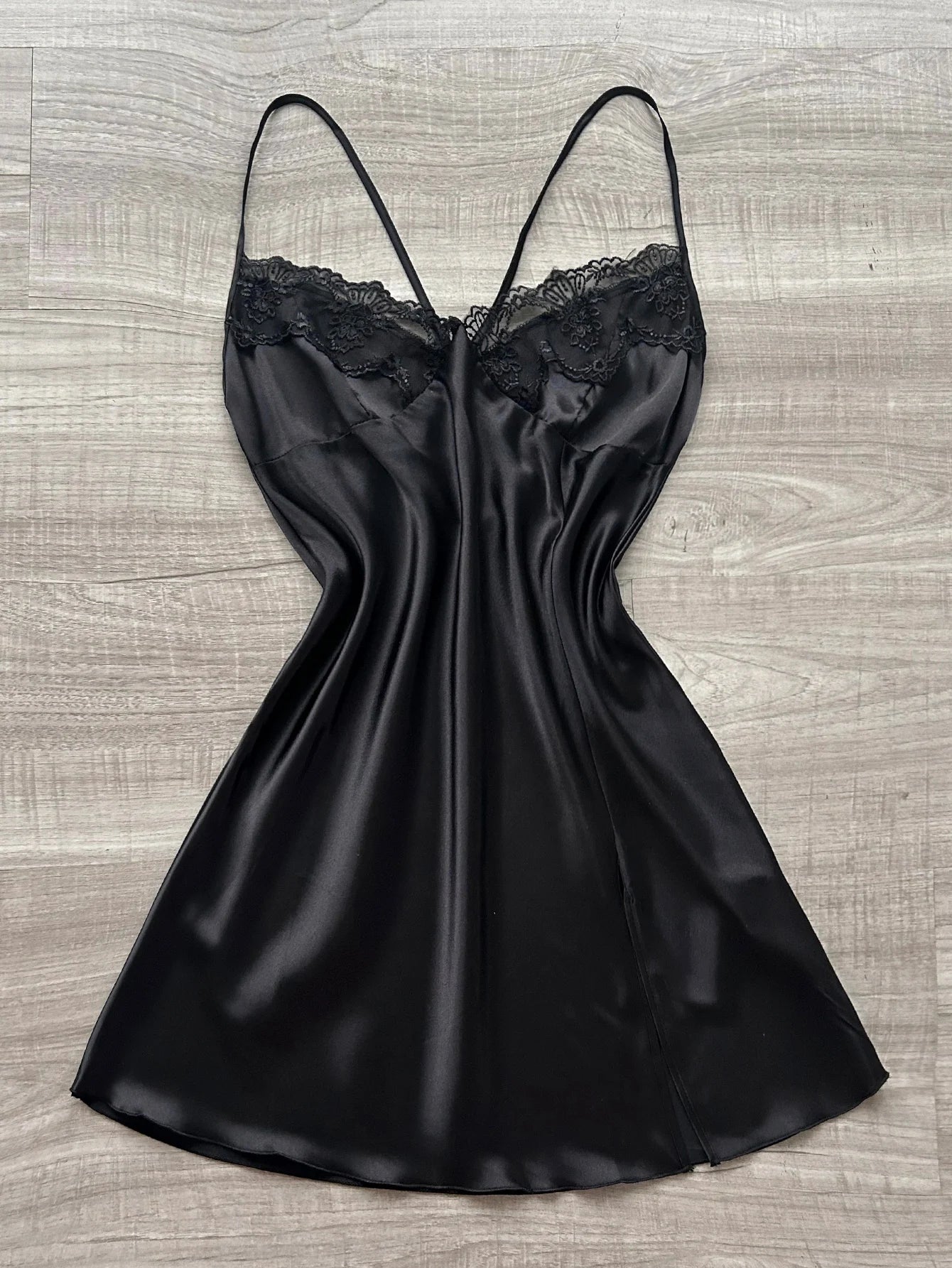 The latest women's satin nightdress V-neck with lace slit design comfortable sexy ladies pajamas