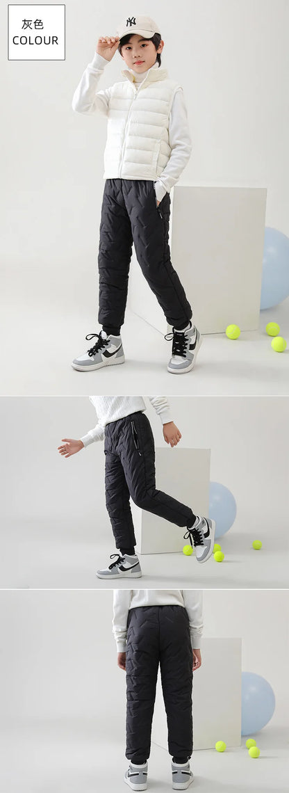 Winter Children Cotton Thick Pants Boys Padded Thickened Pants Teen Kids Cotton Lamb Wool Cotton Trousers