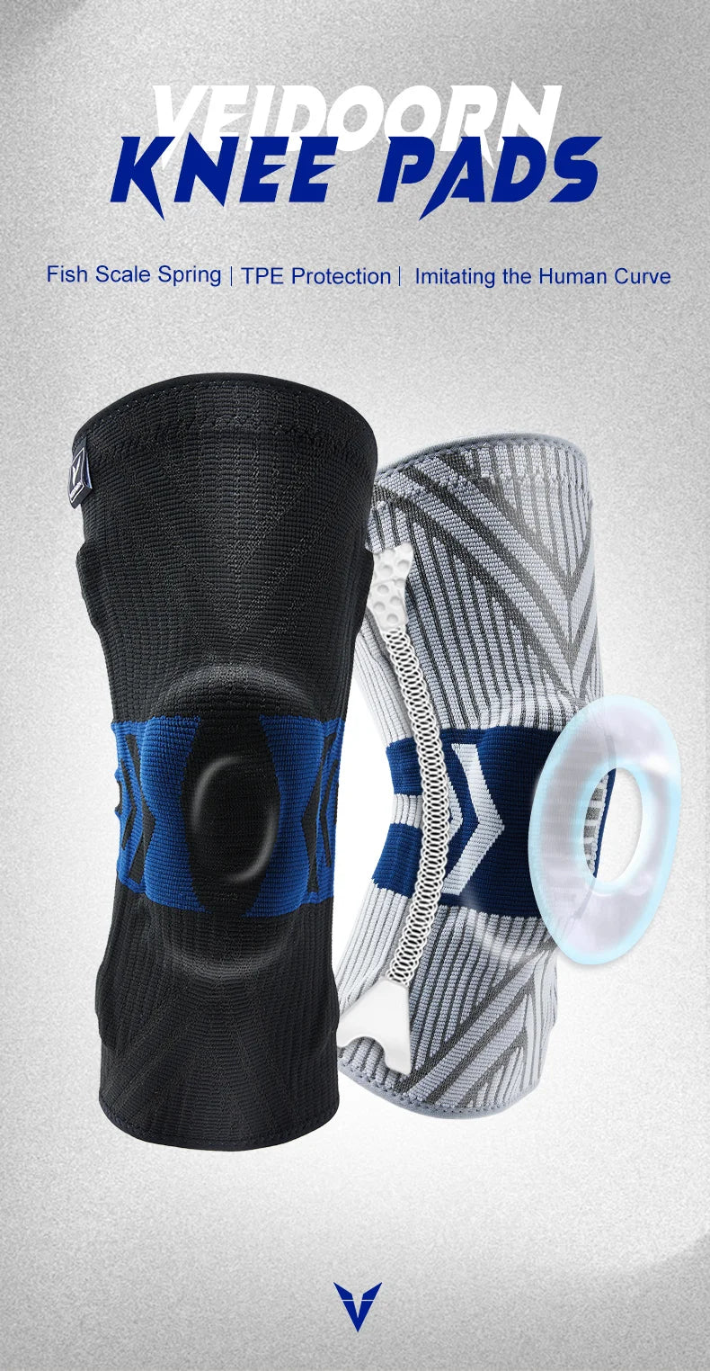 2025 Latest Knee Support for Men Pressurized Elastic Knee Brace with Silicone Spring Basketball  Volleyball Knee Pads