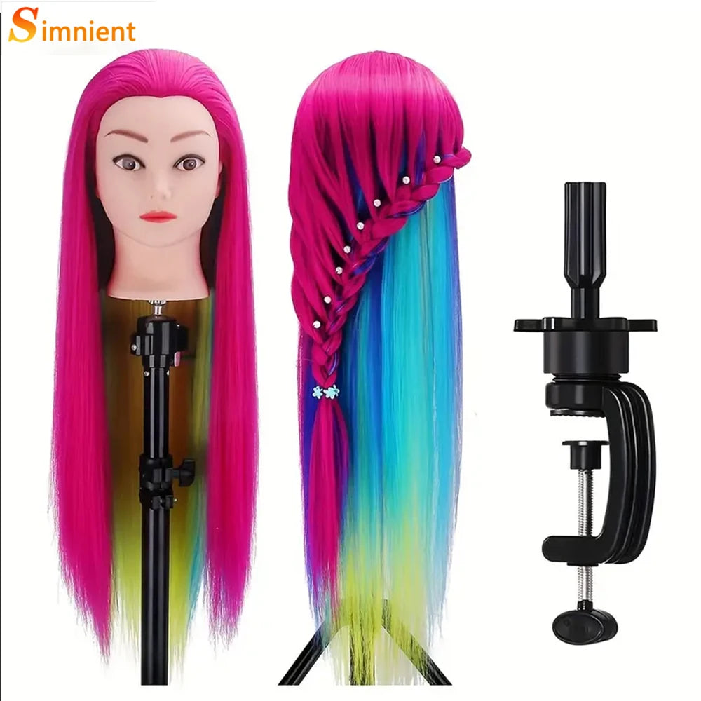 Mannequin Head Model With Long Synthetic Hair, Manikin Head Styling Hairdresser Training Head, Doll Head for Braiding Practice