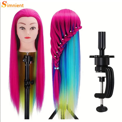 Mannequin Head Model With Long Synthetic Hair, Manikin Head Styling Hairdresser Training Head, Doll Head for Braiding Practice