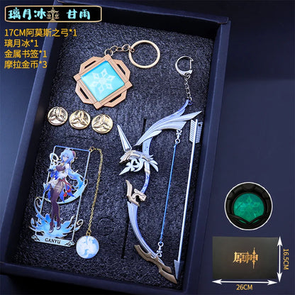 Genshin Impact Peripheral Bookmarks Vision of God Pendants Keychains Servant Weapon Models Combination Sets Gifts and Presents