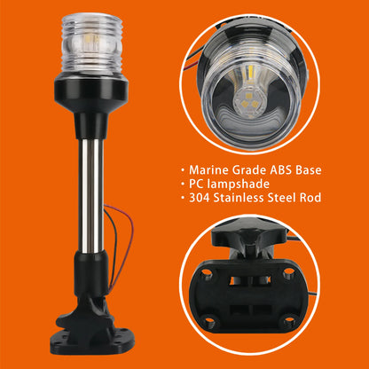 LED Fold Down Anchor Light, Sailing Signal Lamp for Marine, Boat Yacht Accessories, 12-24V