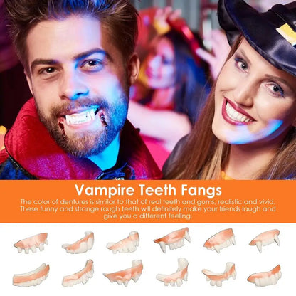 12pcs/set Vampire Teeth Fangs HalloweenCosplay Horror Fake Fangs Vampire Dentures Teeth Vampire Fangs Teeth Caps Vampire Teeth