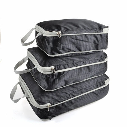 Foldable Compressible Packing Cubes, Waterproof Travel Storage Bag, Nylon Suitcase, Portable with Handbag, Luggage Organizer
