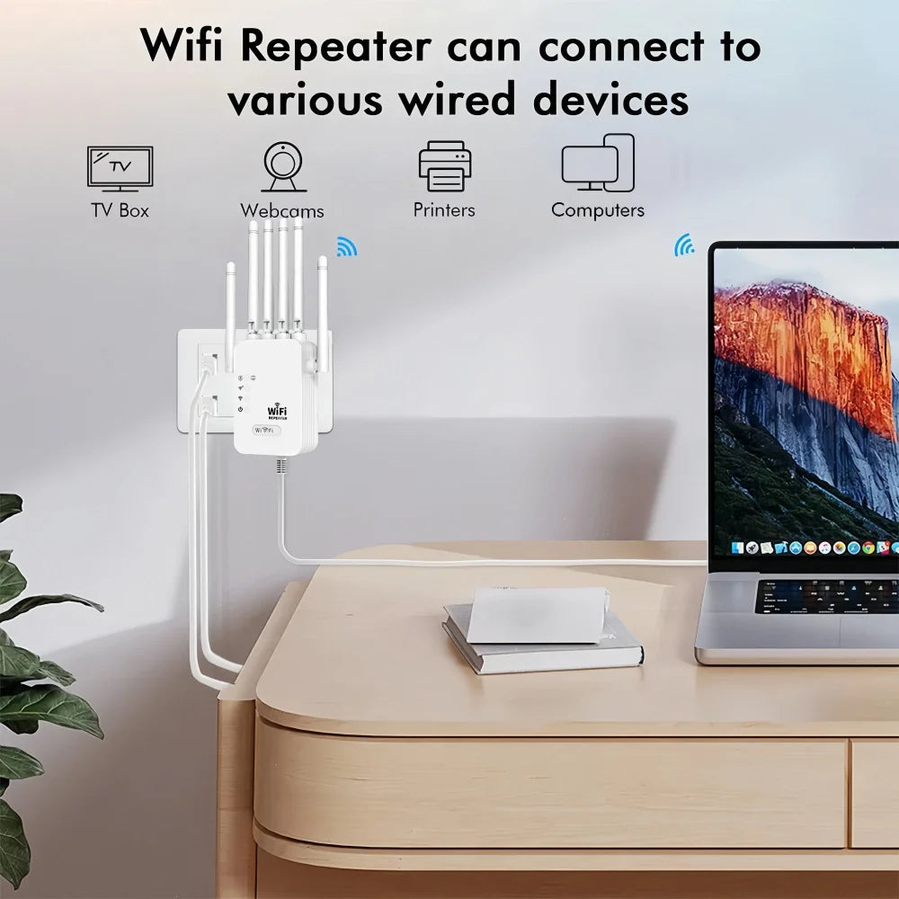 1200Mbps 2.4G 5GWiFi Dual Band Repeater Wireless Signal Range Extender Wi-Fi Amplifier Router Long Range Signal Booster For Home