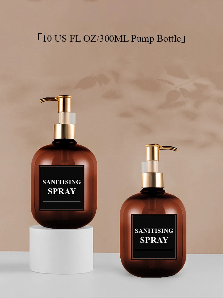 2 Pc 10.1 OZ Amber Soap Dispensers For Cosmetic Shampoos And Lotions Soaps Spill-proof Repeatable Pump Bottles For Bath Products