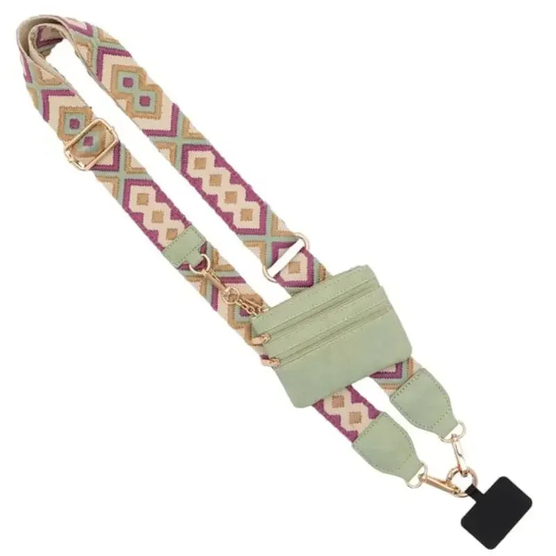 Phone Strap With Zippered Pouch Adjustable Perforation-Free Simple Phone Lanyard Detachable Cross Strap For Mobile Phone