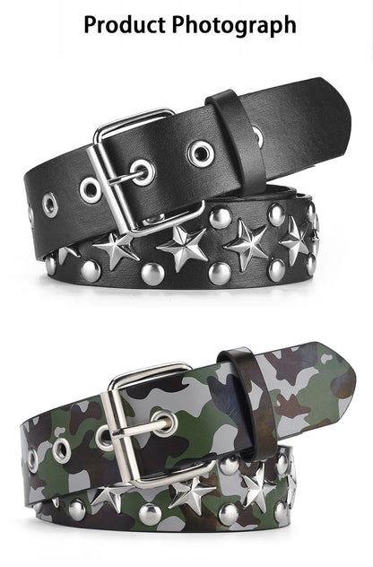 Women's Belt Fashion Pentagonal Star Belt Y2k Belt Camouflage Punk Hiphop Rock Men's Belt Paired With Jeans Belt Pu Leather Belt