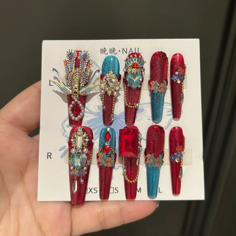 10Pcs High Quality Handmade Press on Nails Simple And Elegant  Royal A must For Trends Fashion Weapon Nail Stickers  Elegant