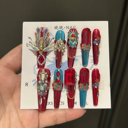 10Pcs High Quality Handmade Press on Nails Simple And Elegant  Royal A must For Trends Fashion Weapon Nail Stickers  Elegant