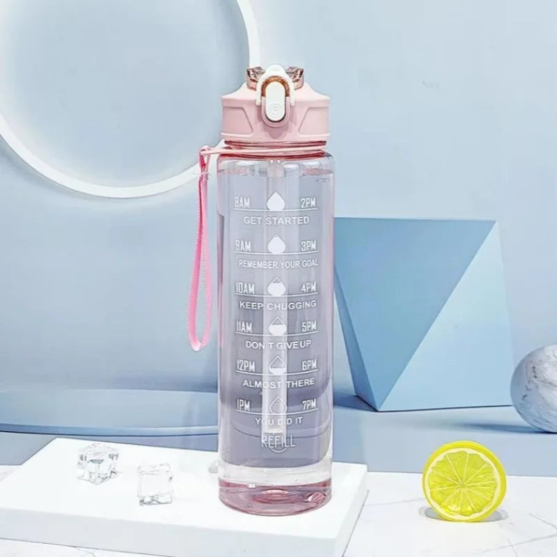 750ml Sports Water Bottle with Time-Tracking Straw Leak Proof Locking Flip Cover for Easy Carry Ideal for Outdoor Adventures