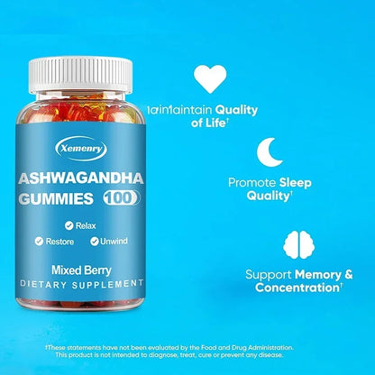Ashwagandha Gummies - Improve Energy, Keep Youthful, Reduce Food Cravings, Regulate Thyroid Hormone Levels