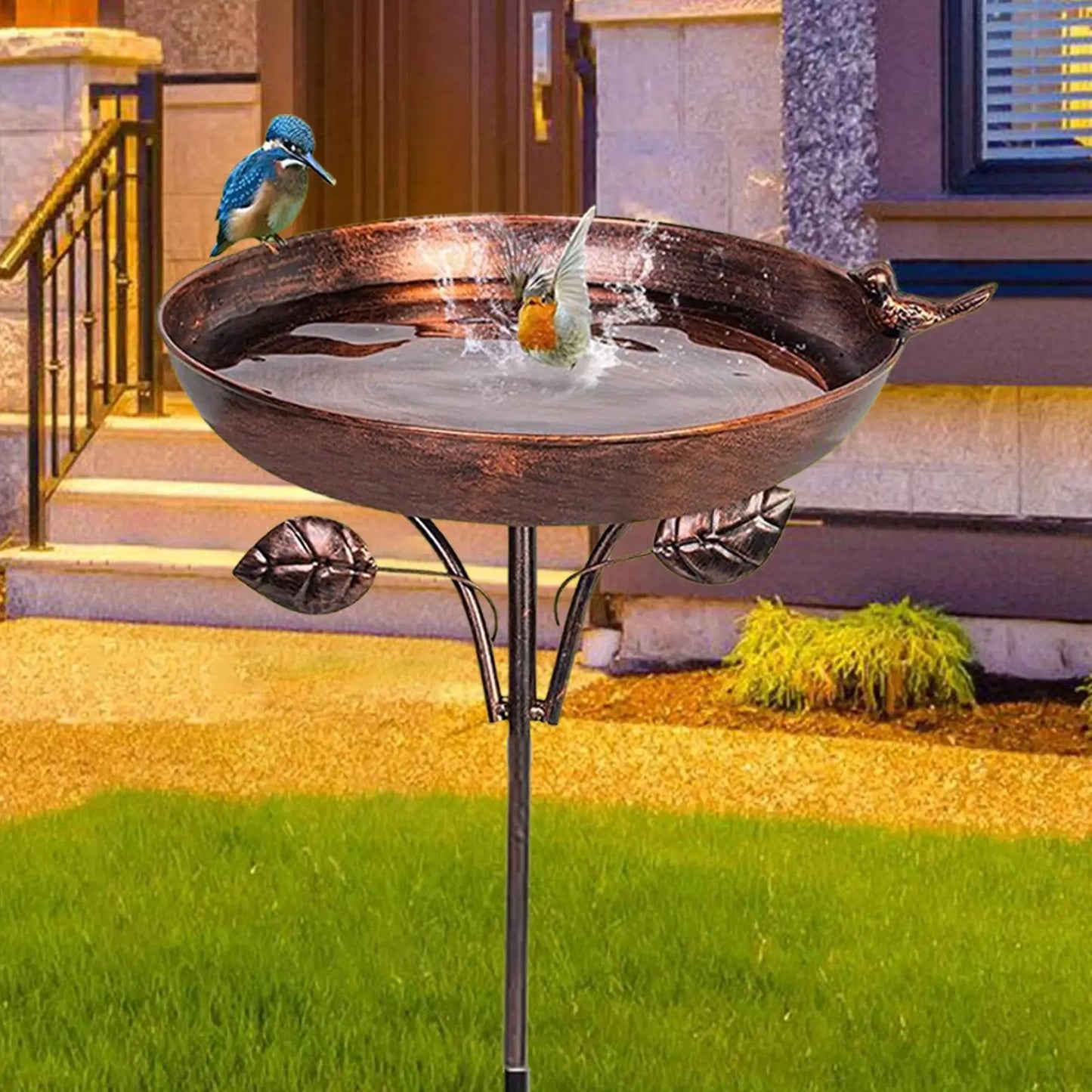 Standing Bird Bath, Bird Bath for Outdoor Garden Metal Bird Basin, Bowl, Water Bath for Birds, Antique Bird Bath, Winterproof