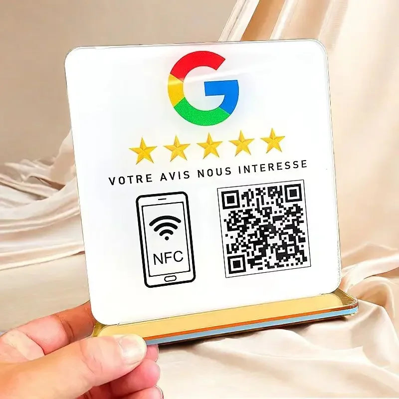 Review Us on Google Custom Google Review Sign With NFC Beauty Salon Business Decor Acrylic Google Review QR Code Sign