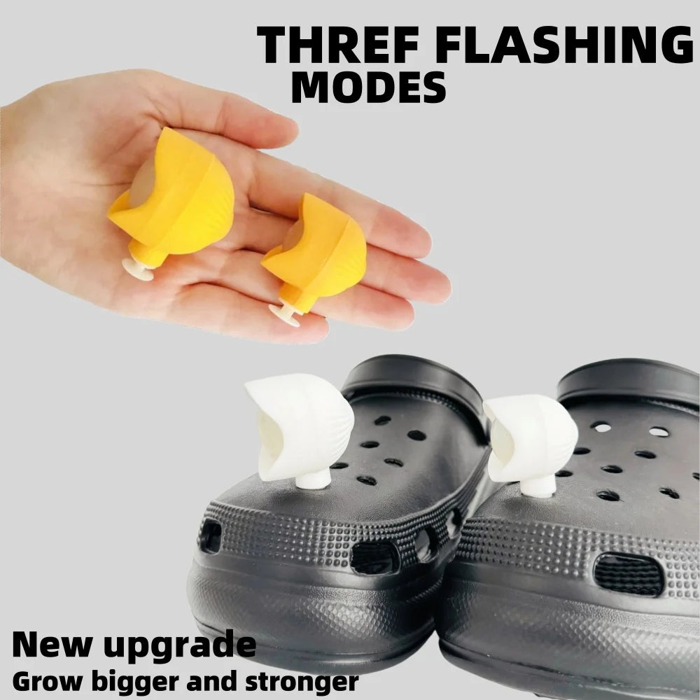 2PCS Outdoor Camping Crocs Headlight Upgrade Rechargeable Adult Children's Shoes Charm Decoration