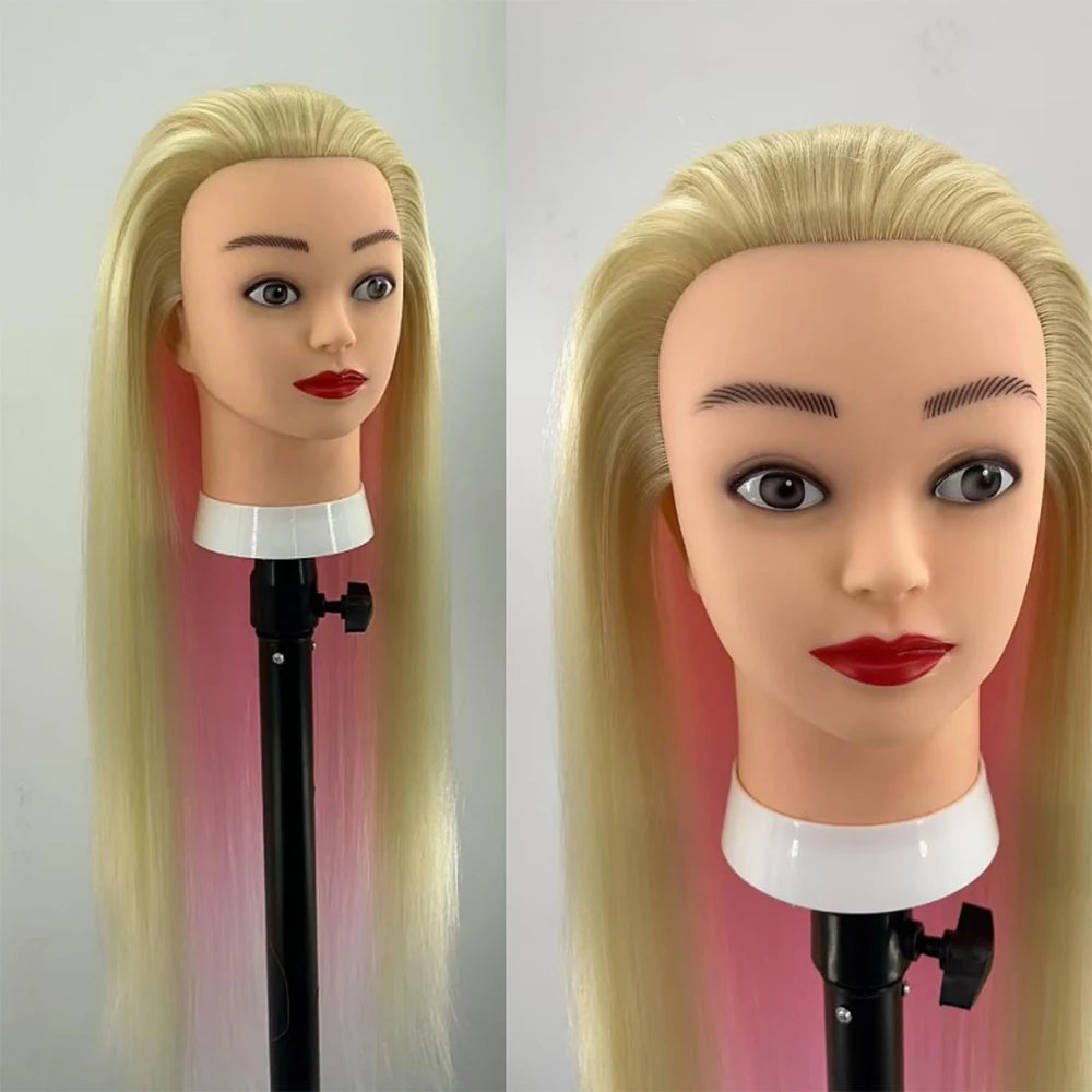 Mannequin Head Model With Long Synthetic Hair, Manikin Head Styling Hairdresser Training Head, Doll Head for Braiding Practice