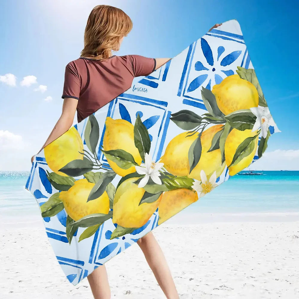 Beach Towel Fast Dry Towel for Fitness Fashion Gym Towels With Designs Microfiber Sauna Cloth Lemon Absorbent Home Quick Trip