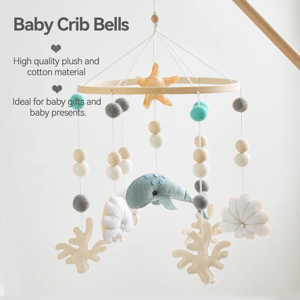 Baby Mobile Crib Bed Bell Musical Rattles Toys Soft Felt Cartoon Animal for Infants Nursery Mobiles Forest Animals Crib Toys