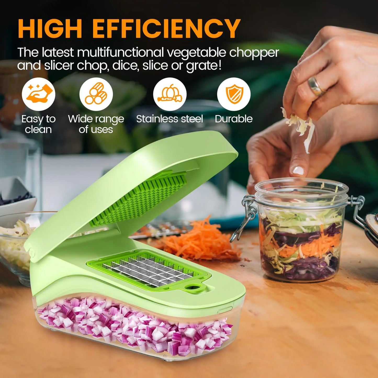7/17 in 1 Multifunctional Vegetable Chopper - Food Grate Vegetable Slicer Food Dicer Cut Kitchen Items for Cooking & Meal Prep
