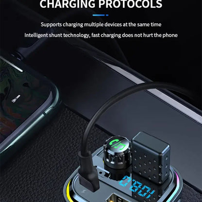Bluetooth 5.0 FM Transmitter Handsfree Car Radio Modulator MP3 Player With 22.5W USB Super Quick Charge Adapter for Car
