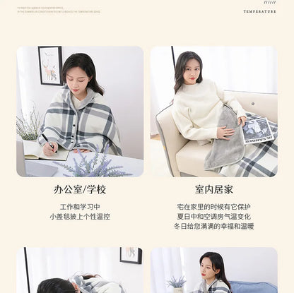 Wearable Plaid Blanket Fleece Doublelayer Blankets With Button Thicken Multifunction Winter Warm Throw Blanket For Sofa Bed