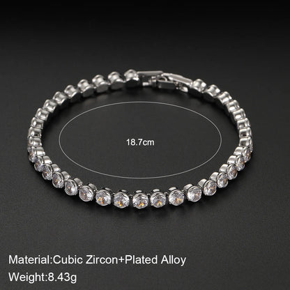 Sparkling Cubic Zircon Tennis Bracelets for Women Luxury Dainty Stackable Silver Color Chain Crystal CZ Banquet Wedding Jewelry