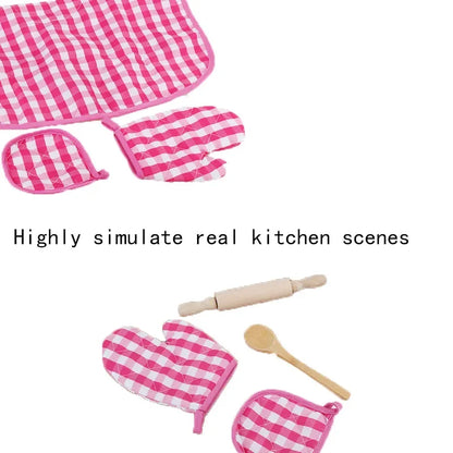 Kitchen Toy Play House For Girls Kids Simulation Kitchen Toy Utensils Supplies Set Baking Tools Cake Apron Chef Clothes Gift