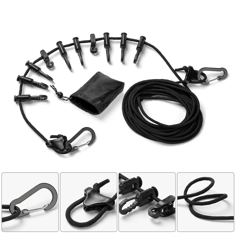 Outdoor Camping 4.3m Hanging Rope Camping Accessories Multi-purpose Clothesline Adjustable Anti-slip Canopy Hanging Rope