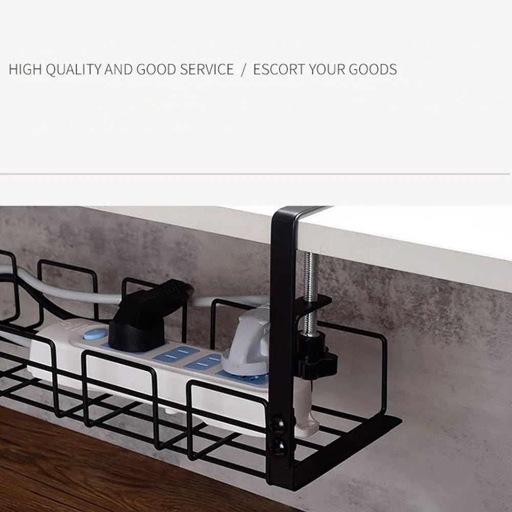 Cable Management Box Under Desk Cable Organizer Storage Shelf Desk Wire Management Cable Tray Under Desk No Drill Metal Rack For