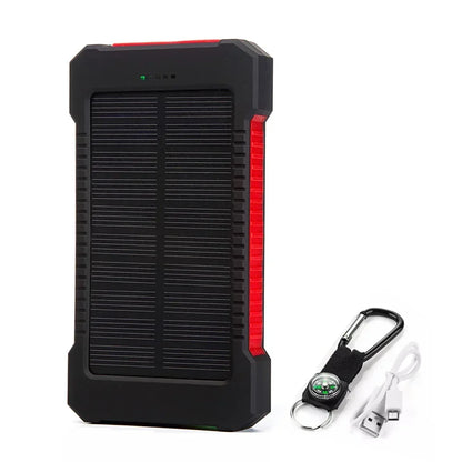 H  020000mAh Solar Power Bank Portable External Battery Double USB Fast Charging Powerbank Phone Charger For Smart Mobile Phone
