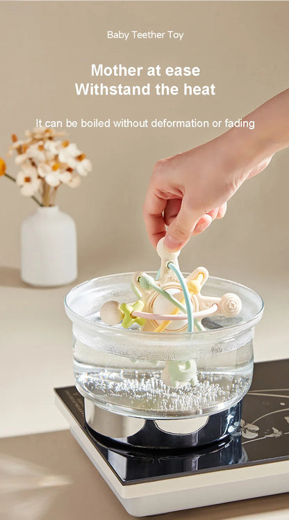 Baby Silicone Hand Catching Ball Baby Chewing Teether Toy Hand Bell 0-12 Months Newborn Sensory Educational Toys Infant Gift