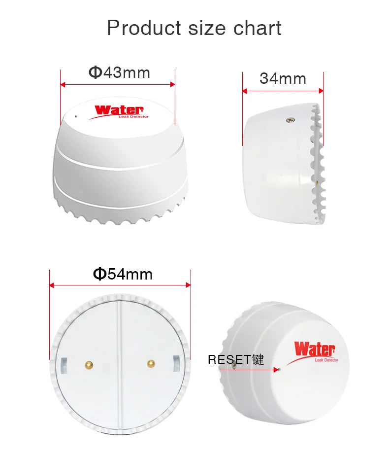 Wifi Water Detector Leakage Sensor Alarm Leak Detector 40DB Sound Tuya smart Smart Life APP Flood Alert Overflow Security
