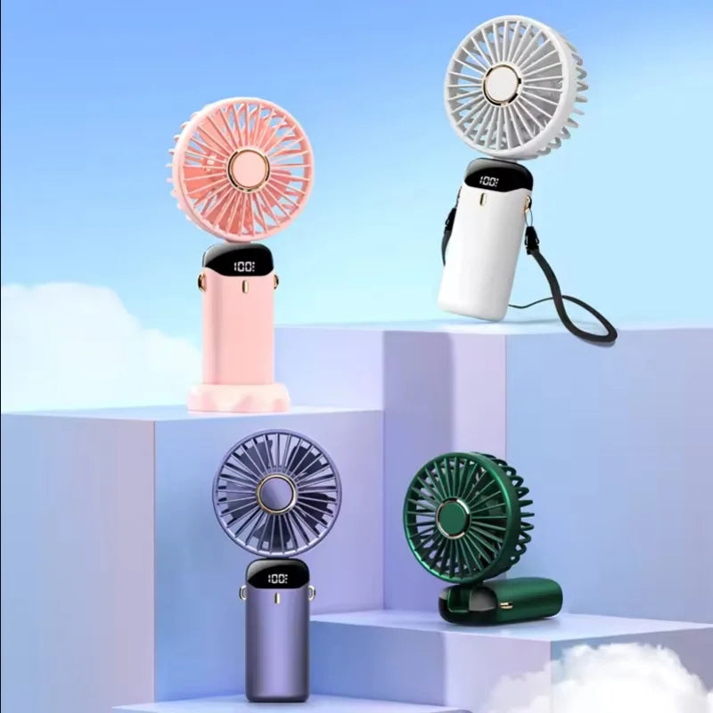 Portable handheld fan with high battery life and infinite speed regulation 90 ° adjustable, rechargeable mini cute small fan