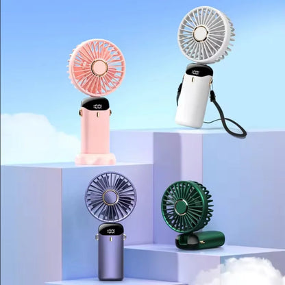 Portable handheld fan with high battery life and infinite speed regulation 90 ° adjustable, rechargeable mini cute small fan