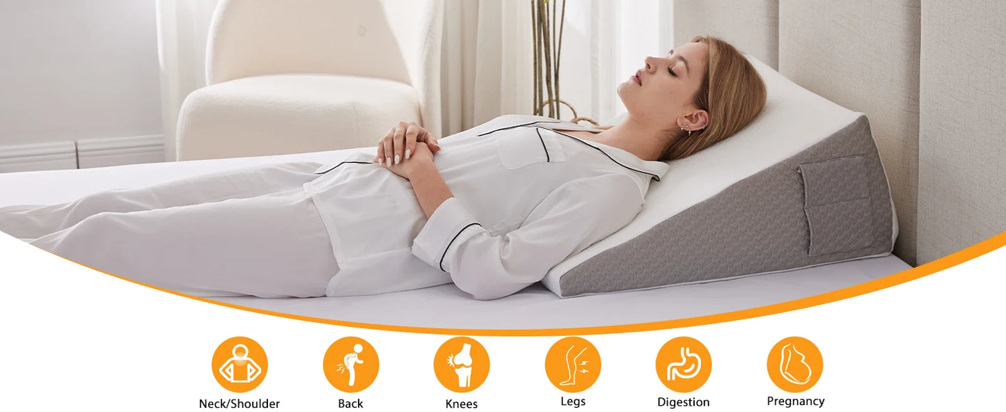 1pc Ultimate Memory Foam Wedge Pillow - Enhanced Sleep Support for Surgery Recovery, Ideal Leg Elevation & Acid Reflux Relief, T