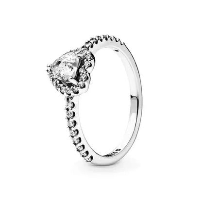 Hot Selling 925 Sterling Silver Classic Square Heart-shaped Crown Ring Exquisite Women's Jewelry Anniversary Surprise Gifts