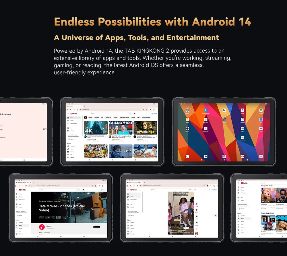 Cubot Tab KingKong 2, Rugged Tablet Android 14, Helio G99, 20400mAh Battery,16GB RAM+256GB ROM, IP68 Waterproof, 10.95" Screen