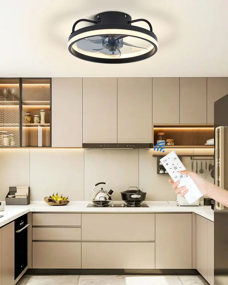 Smart Bedroom Ceiling Fans with Remote Control Low Profile 33CM 55W Dimmable LED Ceiling Fan with Lights  6 Wind Speeds Timing