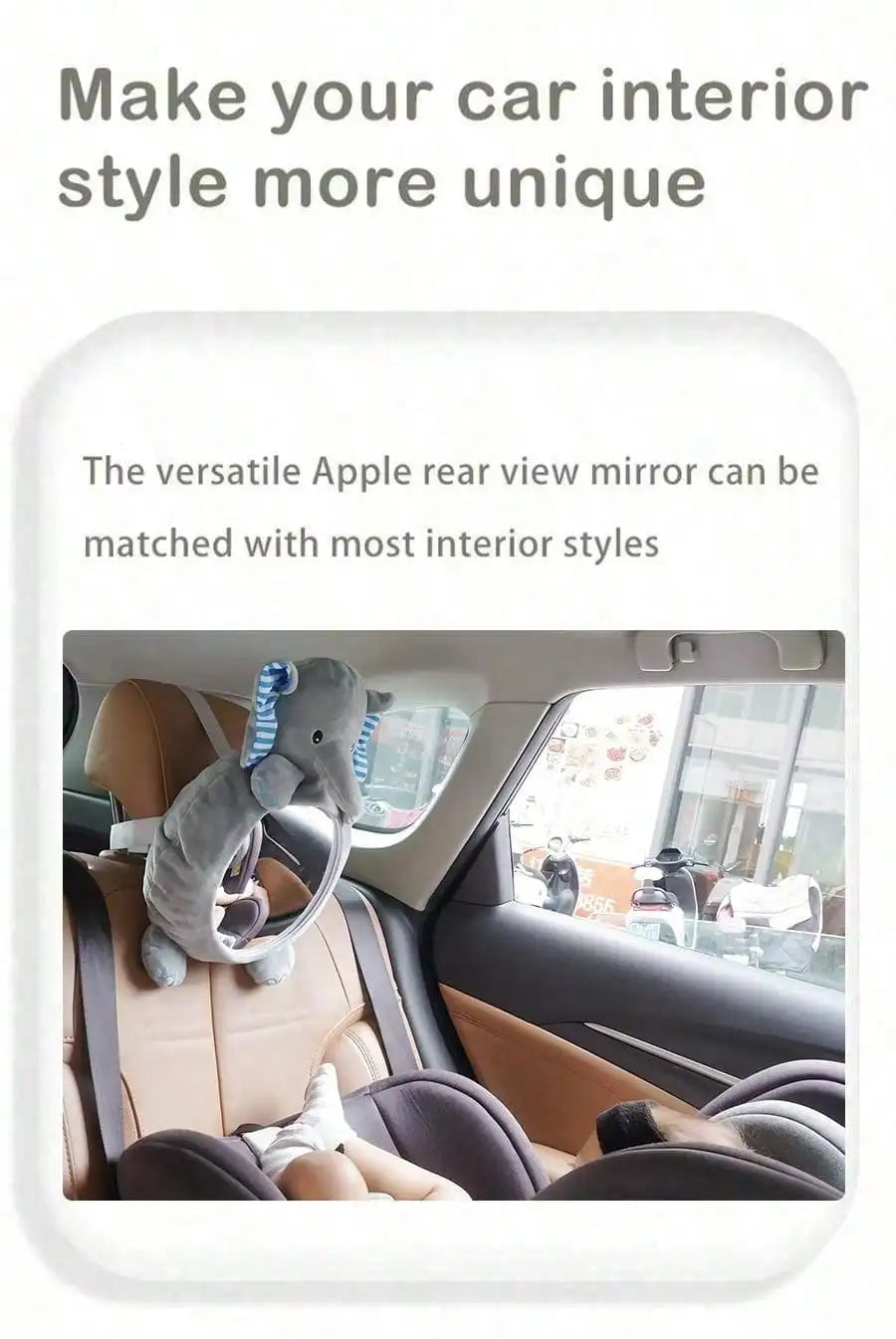 1PCS Easy View Baby Car Mirror, Safety Car Seat Cartoon doll Mirror for Rear Facing Infant, Wide Crystal Clear View,Shatterproof