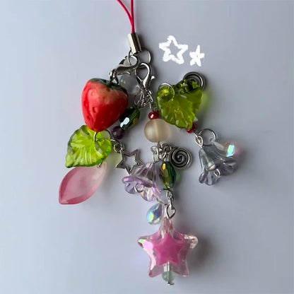 Arrietty Inspired Phone Charm strawberry Phone-cases Beaded phone charm phone keyring pastel fairycore  y2k