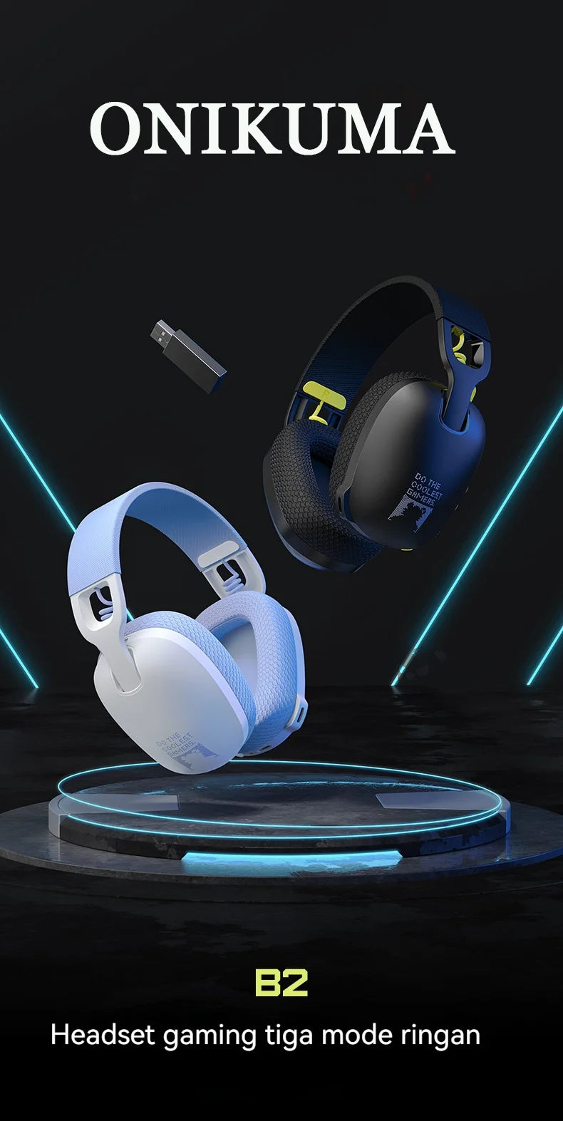 ONIKUMA 2024 New Three-mode Headset Gaming Headset Wireless Gaming Headset Player Headset Stereo Headset Ultra-long Battery Life