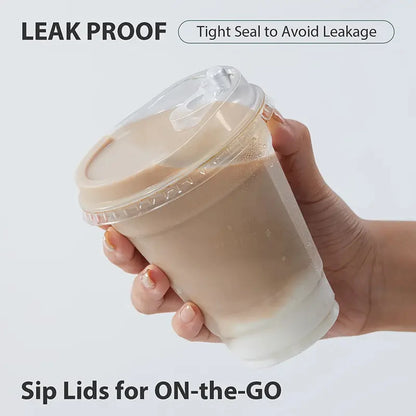 10pcs Plastic Cup With No Straw Mouth Direct Drinking Transparent Disposable Coffee Cup Suitable For Smoothies Cold Drinks Milk