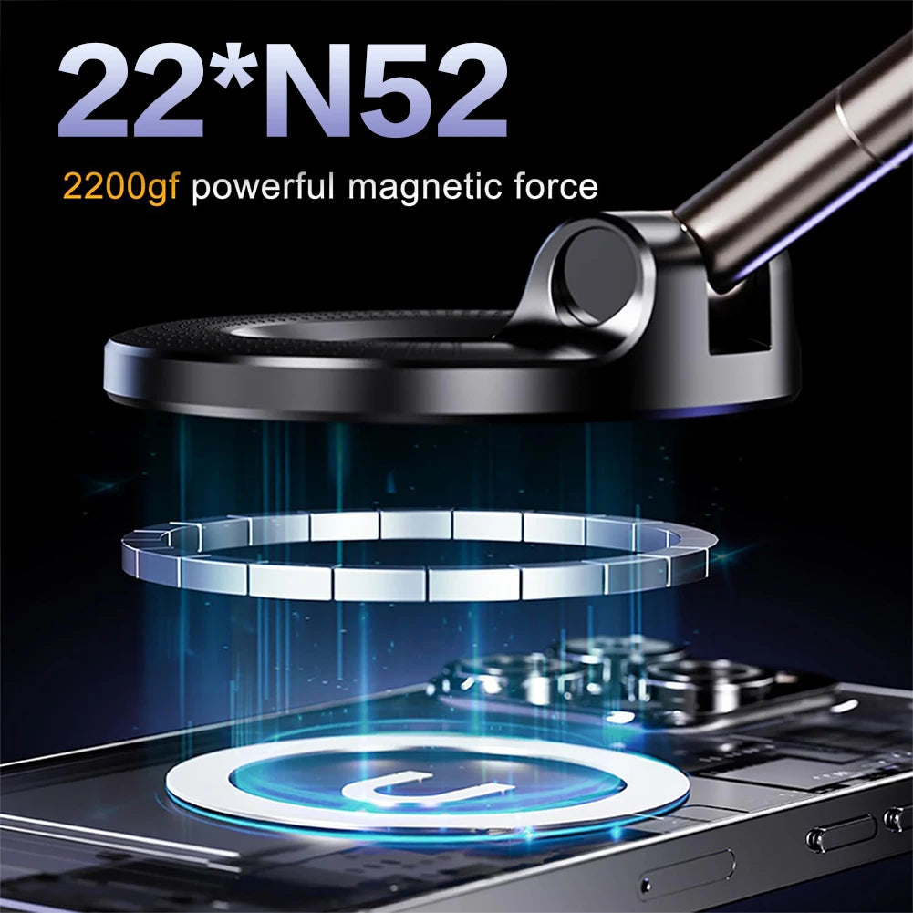 Foldable Magnetic Car Mount Mobile Phone Holder Wireless Charger Vacuum Adsorption Stand for iPhone 16 15 14 13 12 for MagSafe